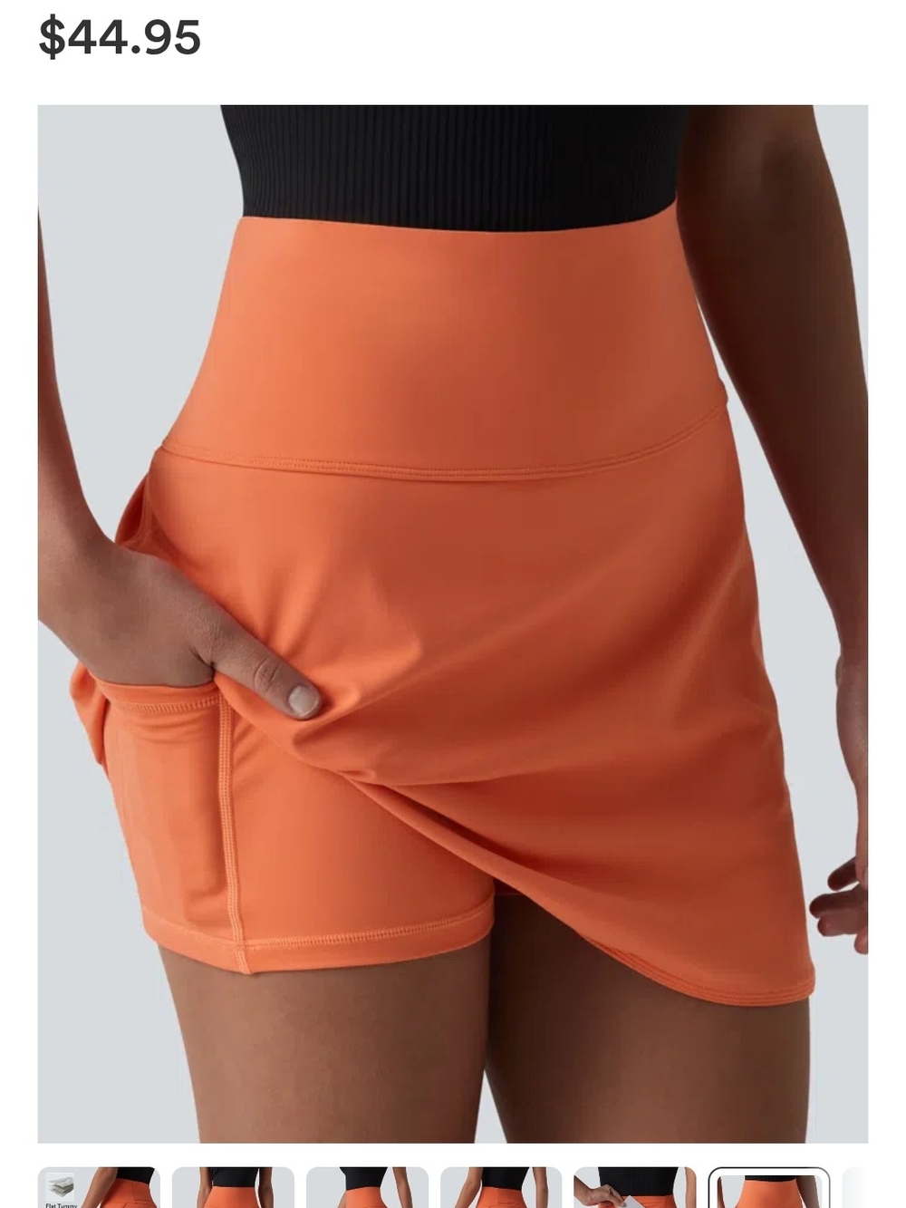 HALARA Orange Athletic Skort with Side Pocket